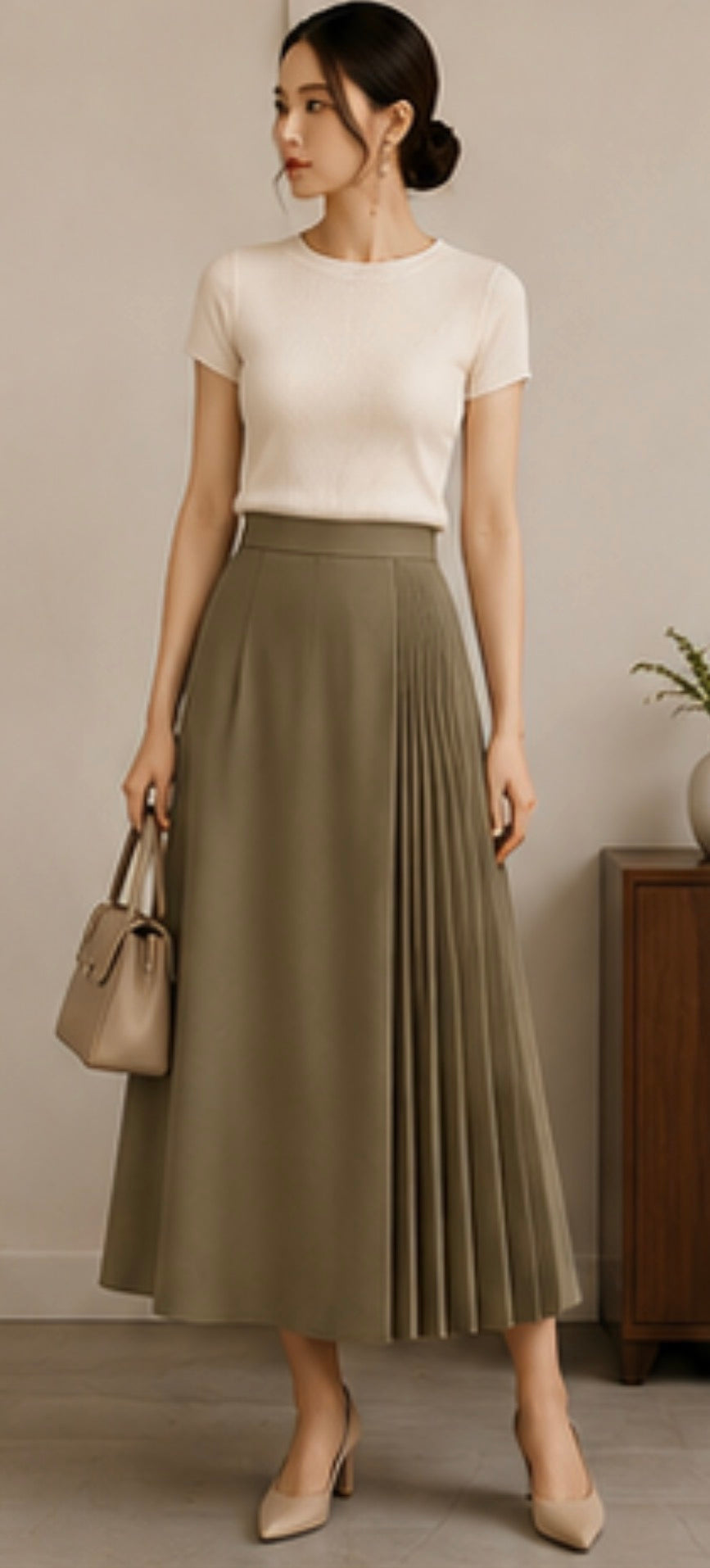 The Audrey Pleated Midi Skirt