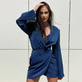 The Sapphire Satin Blazer Dress