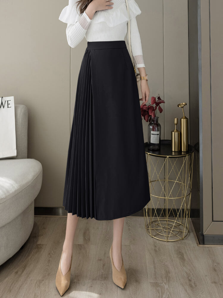 The Audrey Pleated Midi Skirt