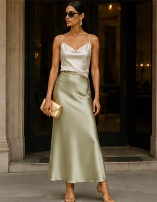 The Bianca Satin Midi Skirt