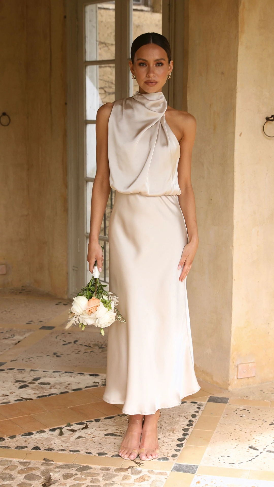 The Seraphina Satin Midi Dress