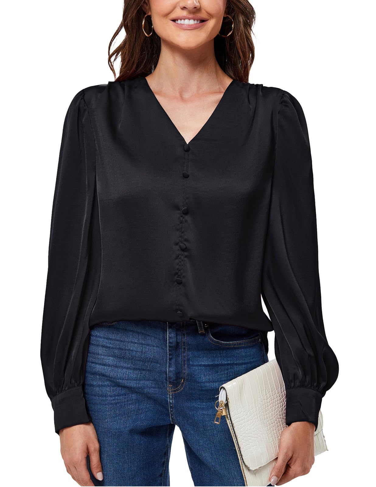 The Noir Satin Blouse