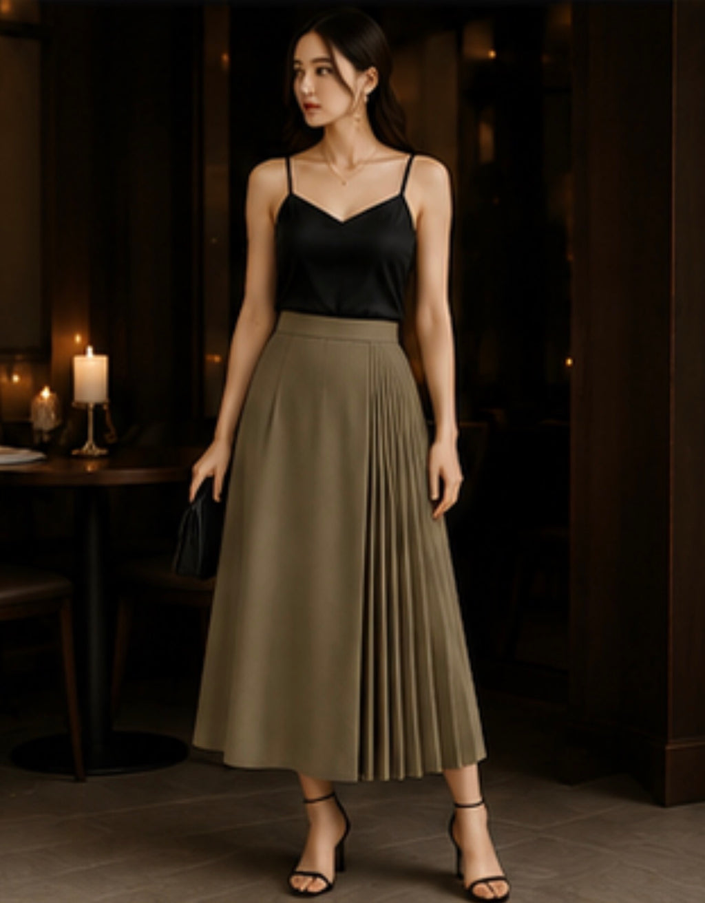 The Audrey Pleated Midi Skirt