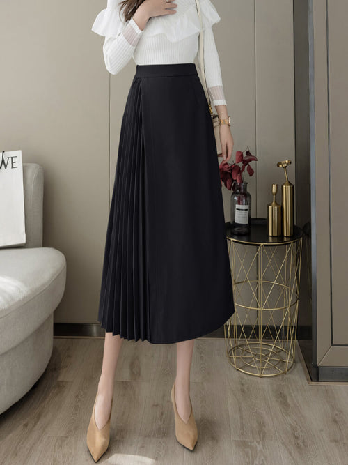 The Audrey Pleated Midi Skirt