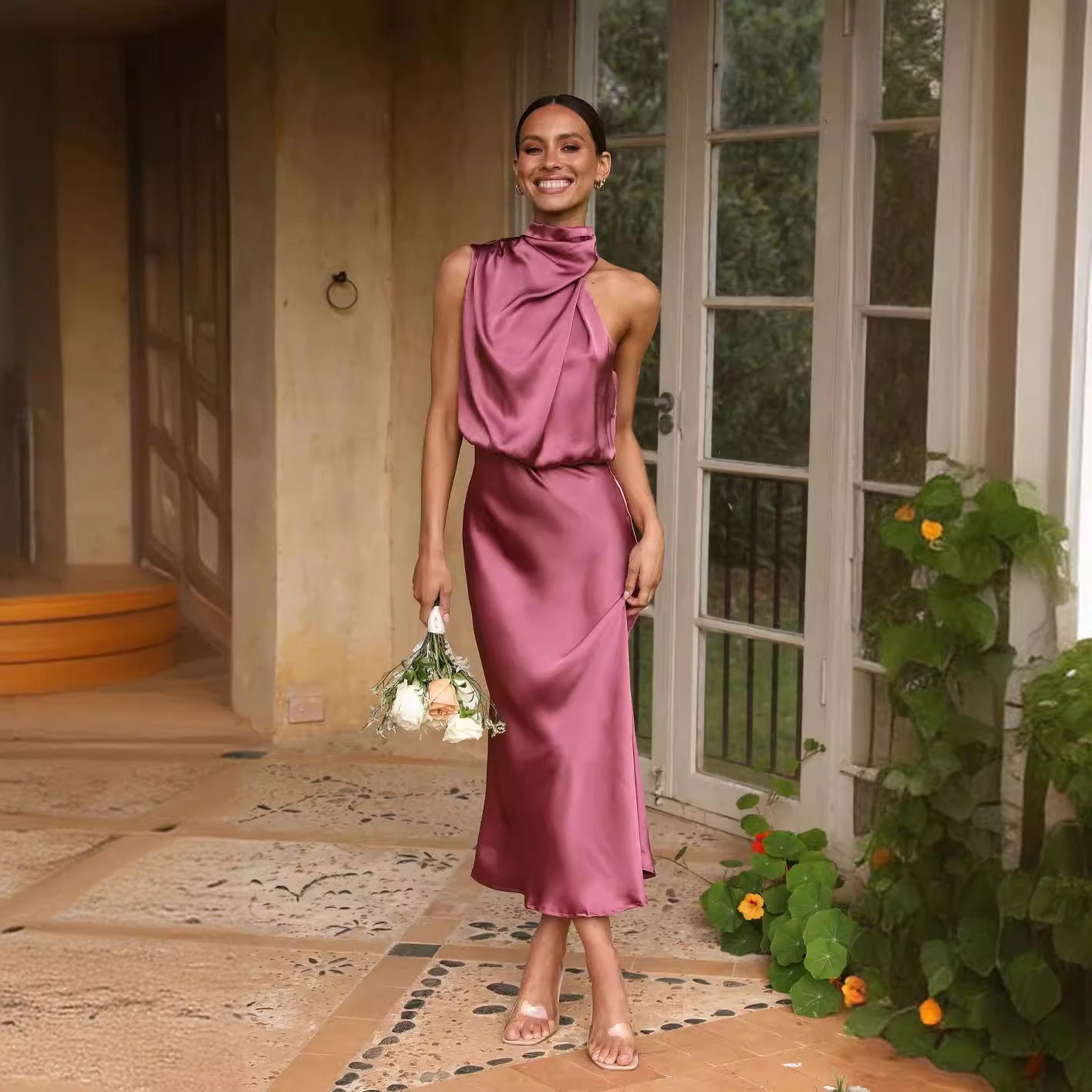 The Seraphina Satin Midi Dress