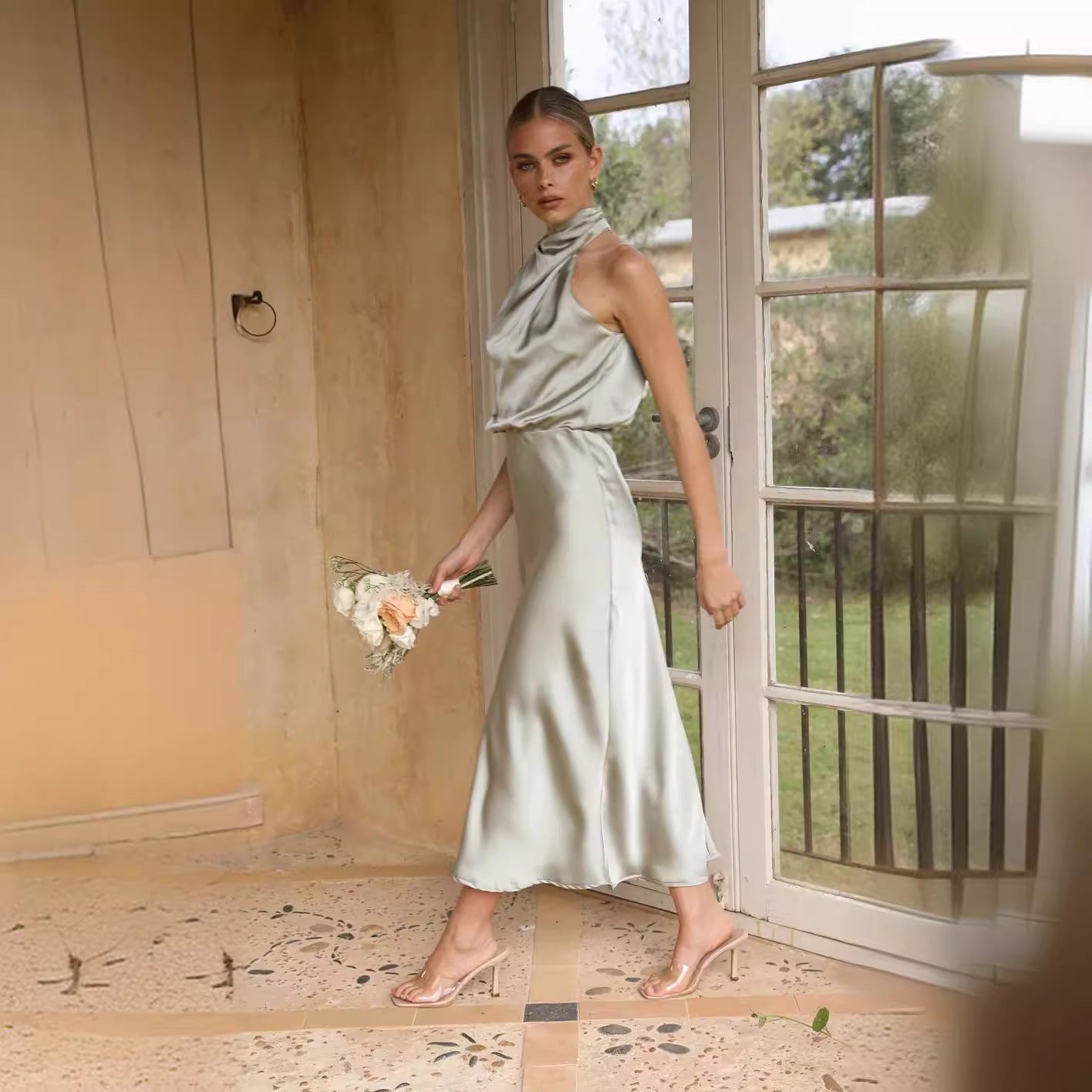 The Seraphina Satin Midi Dress