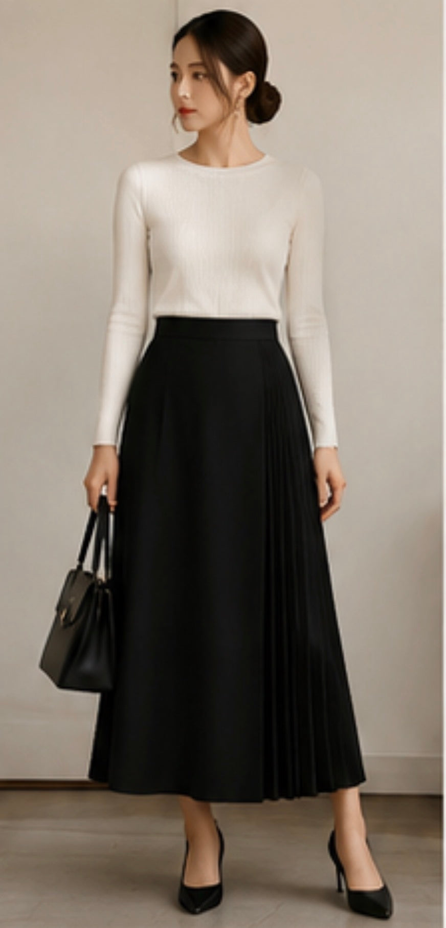 The Audrey Pleated Midi Skirt