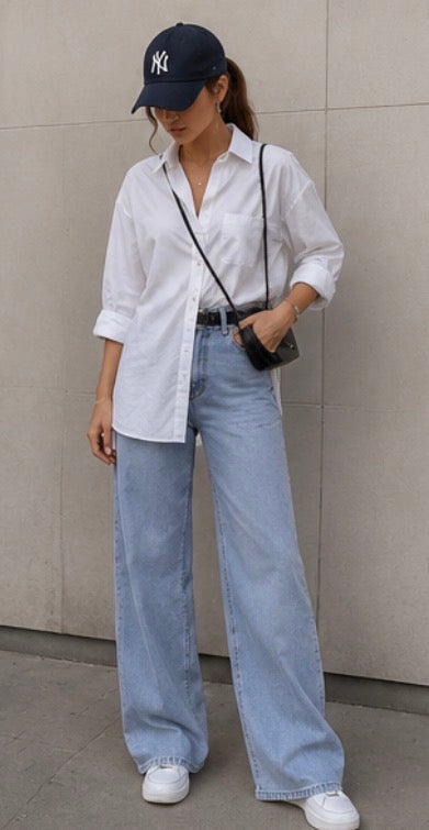 The Avery Wide-Leg Denim Trousers