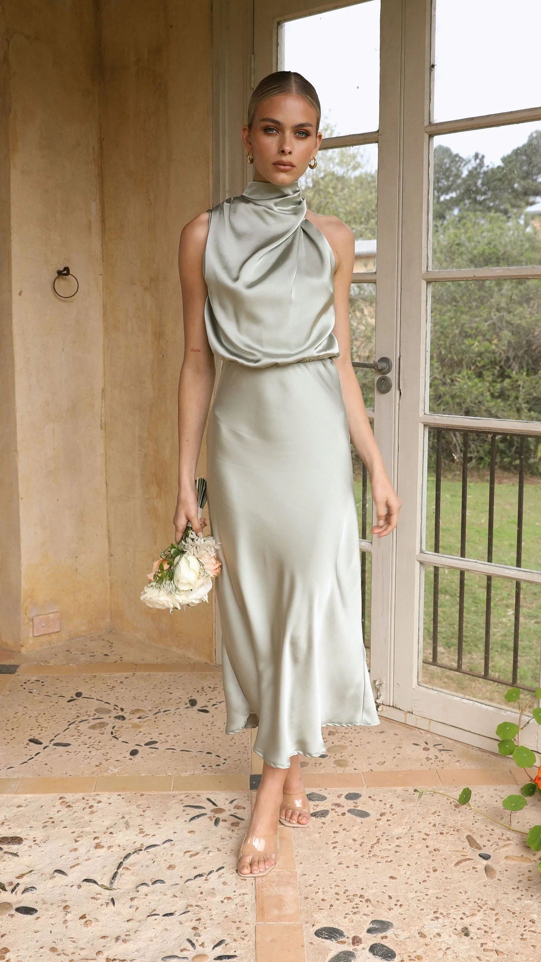 The Seraphina Satin Midi Dress