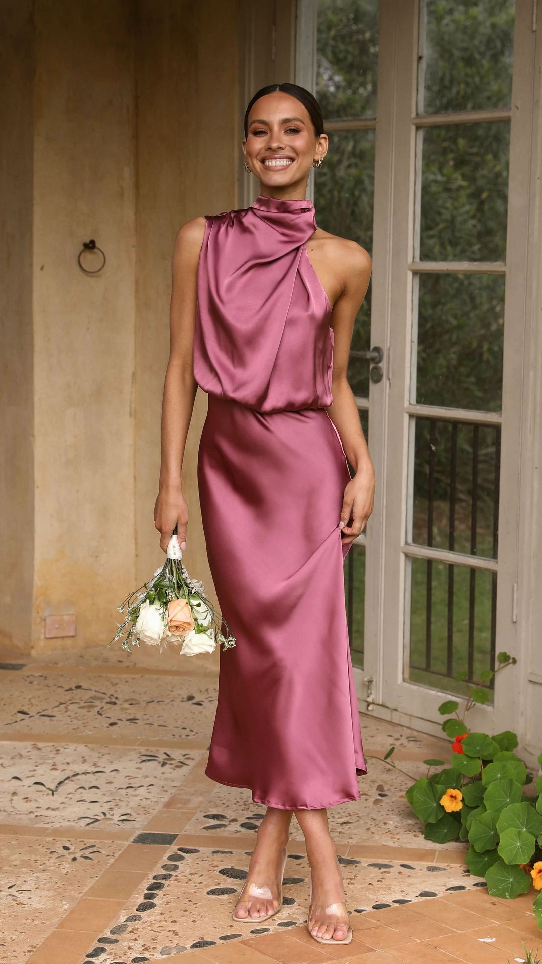 The Seraphina Satin Midi Dress